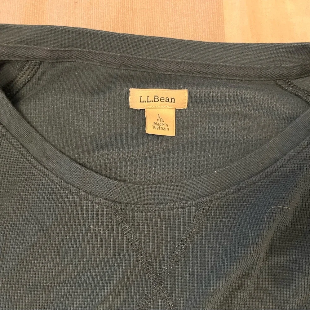 L.L. Bean Dark Green Waffle Knit Shirt - Picture 2 of 4